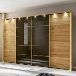 Kleiderschrank mit Schwebetüren in Dunkelbraun - Vutonia