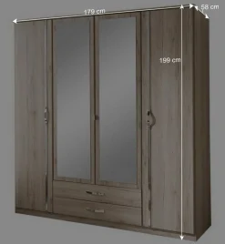 Kleiderschrank mit zwei Schubladen & vier Türen - Lagunara