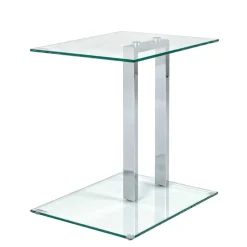 Kleiner Glastisch Phildel mit Stahl Gestell Chromfarben