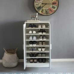 Kleiner Schuhschrank mit Doppeltür Atricia in Weiß