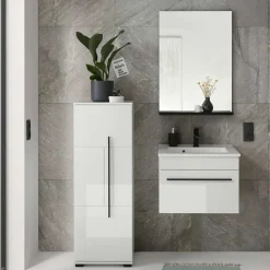 Kleines Badmöbel Set in Weiß - Ingmesan (dreiteilig)