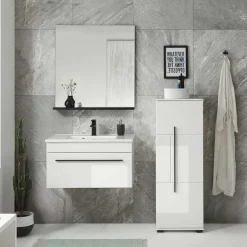 Kleines Badmöbel Set in Weiß - Ingmesan (dreiteilig)