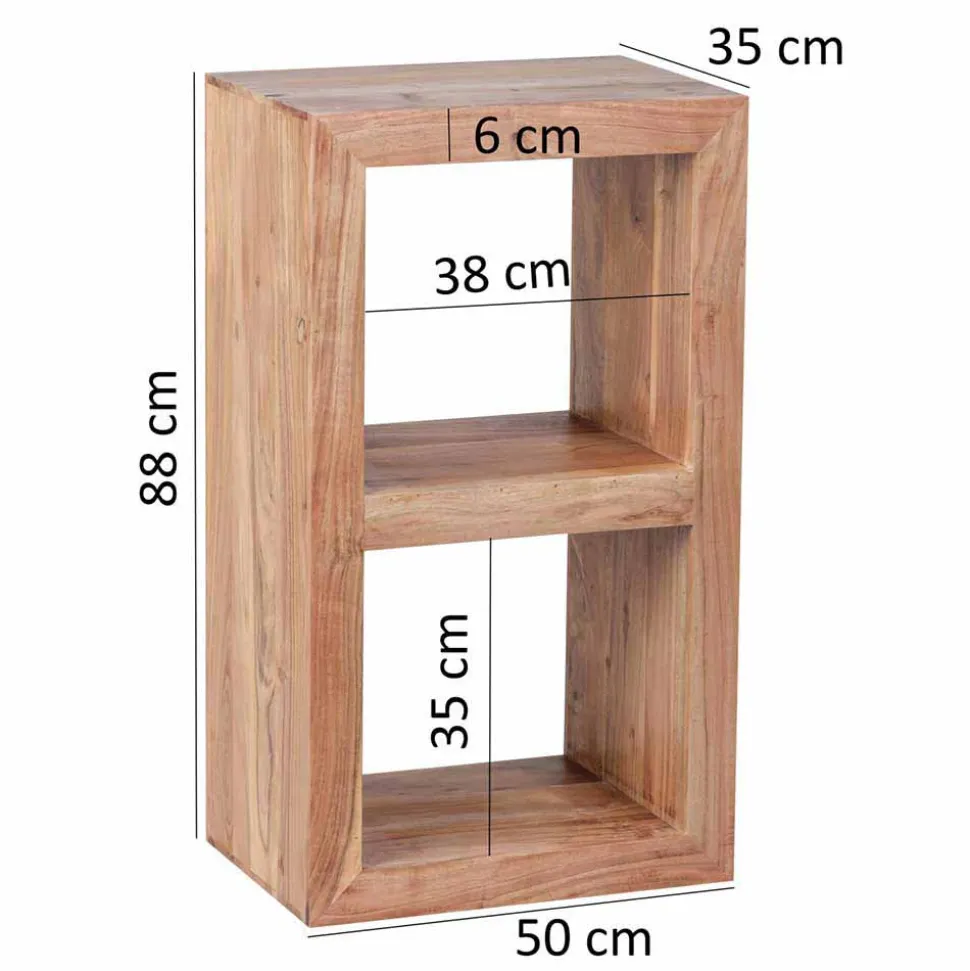 Kleines Standregal Vislan aus Holz massiv Akazie natur