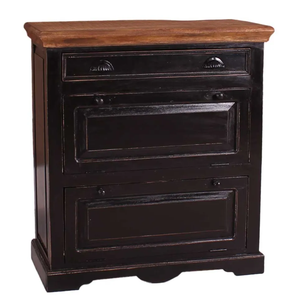 Kolonial Schuhschrank in Schwarz & Honig - Kienta