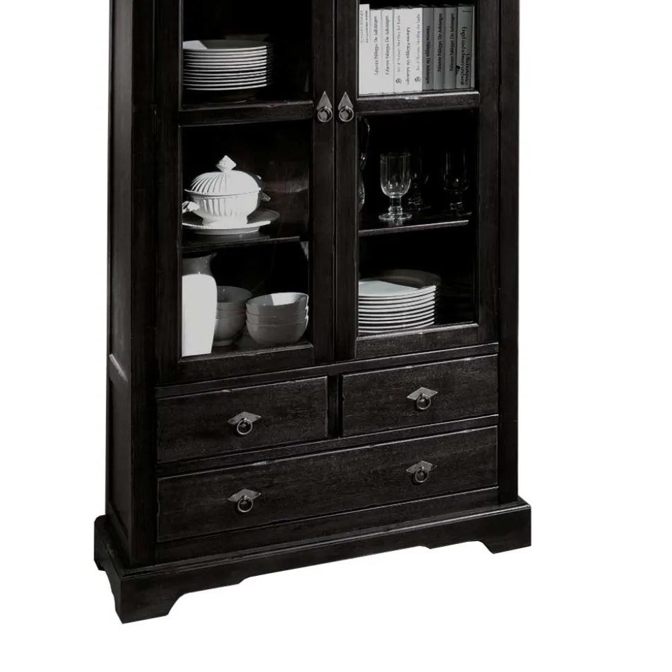 Kolonialstil Vitrine Islando in Schwarzbraun