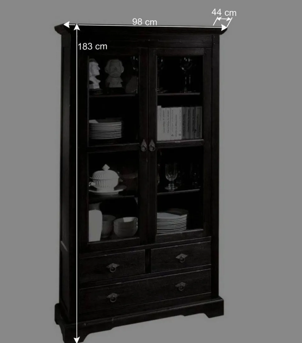 Kolonialstil Vitrine Islando in Schwarzbraun