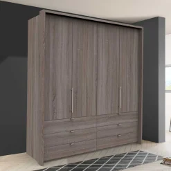 Kombi Falttüren-Schrank mit sechs Schubladen - Crenba