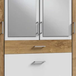 Kombi Kleiderschrank in Plankeneiche mit Weiß - Curacao