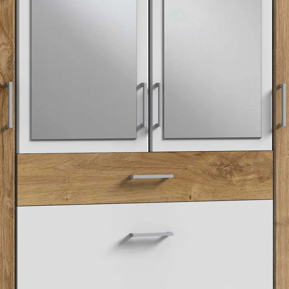 Kombi Kleiderschrank in Plankeneiche mit Weiß - Curacao