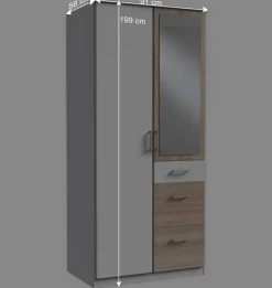 Kombi Kleiderschrank mit Türen & Schubladen - Magdelan