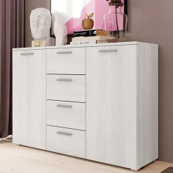 Kombi Kommode in Weiß Esche Dekor - Pruducia