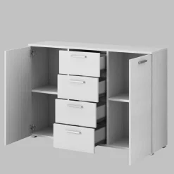 Kombi Kommode in Weiß Esche Dekor - Pruducia