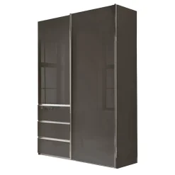 Kombi-Kleiderschrank in Braun Glasfront - 165 cm - Preema