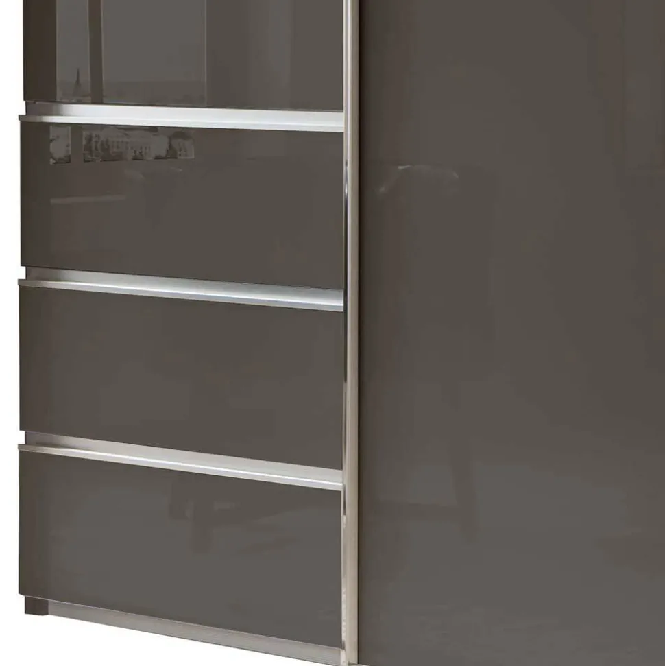 Kombi-Kleiderschrank in Braun Glasfront - 165 cm - Preema