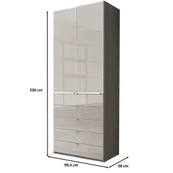 Kombi-Kleiderschrank in Hellgrau Glasfront - Korcula