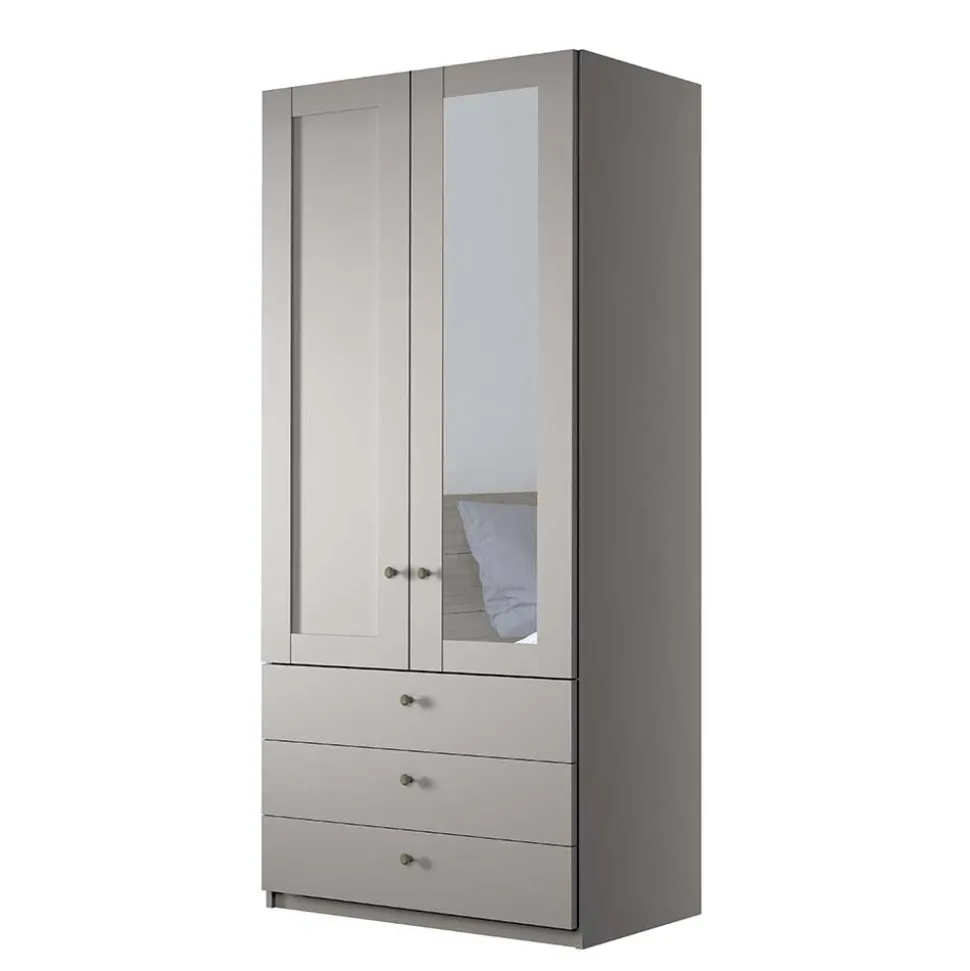 Kombi-Kleiderschrank 1m breit in Hellgrau - Ridonna