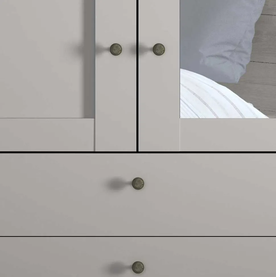 Kombi-Kleiderschrank 1m breit in Hellgrau - Ridonna