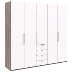 Kombi-Kleiderschrank mit 2 Falttüren & Tür - Tivierto