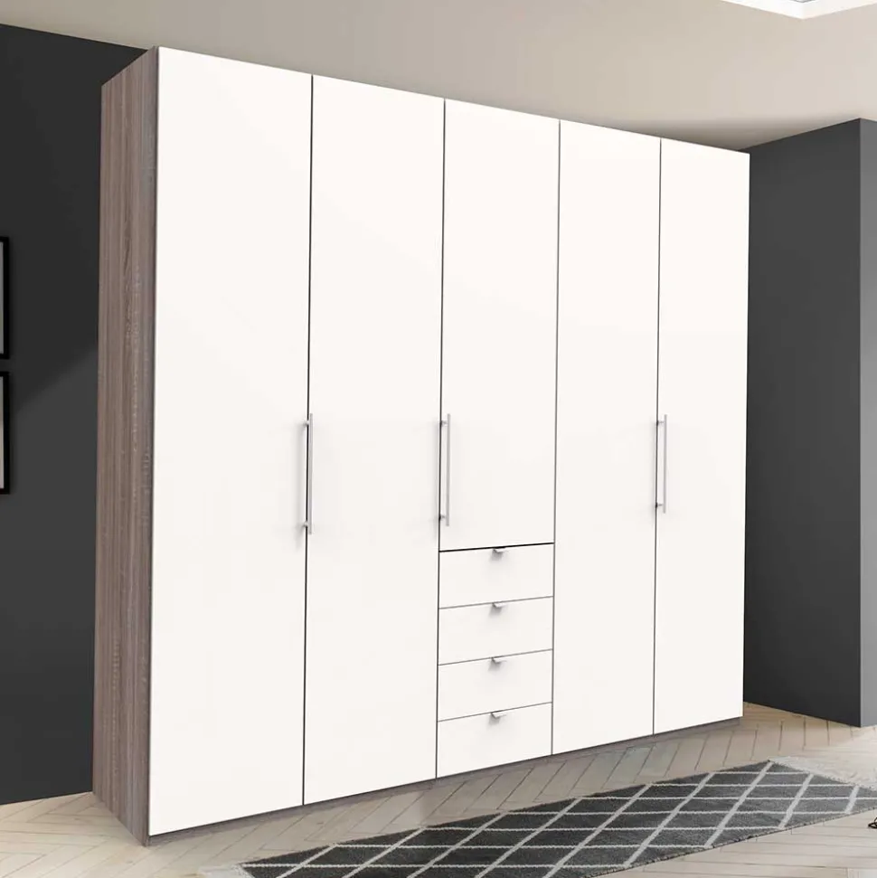 Kombi-Kleiderschrank mit 2 Falttüren & Tür - Tivierto