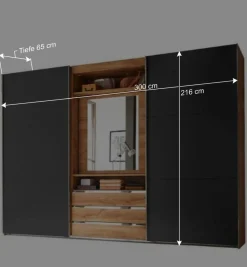 Kombi-Kleiderschrank mit offenen Fächern - Bafata