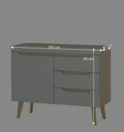 Kombi-Kommode in Mintgrün mit Eiche - Armina