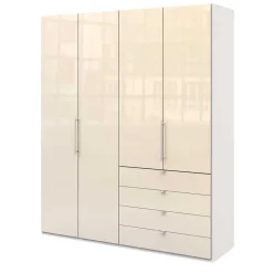 Kombi-Schlafzimmerschrank in Creme Glas - Zidarie
