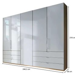 Kombi-Schlafzimmerschrank in Weiß & Eiche Bianco - Nuetran