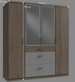 Kombi-Schlafzimmerschrank mit drei Schubladen - Coros