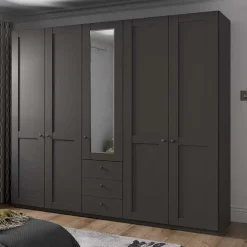 Kombi-Schlafzimmerschrank in Dunkelgrau - Mataram