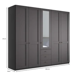 Kombi-Schlafzimmerschrank in Dunkelgrau - Mataram