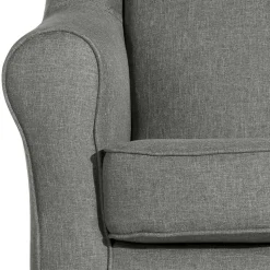 Komfortsessel in Hellgrau mit Buche - Nurcias