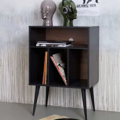 Kommode - Plattenregal in Schwarz - Daan