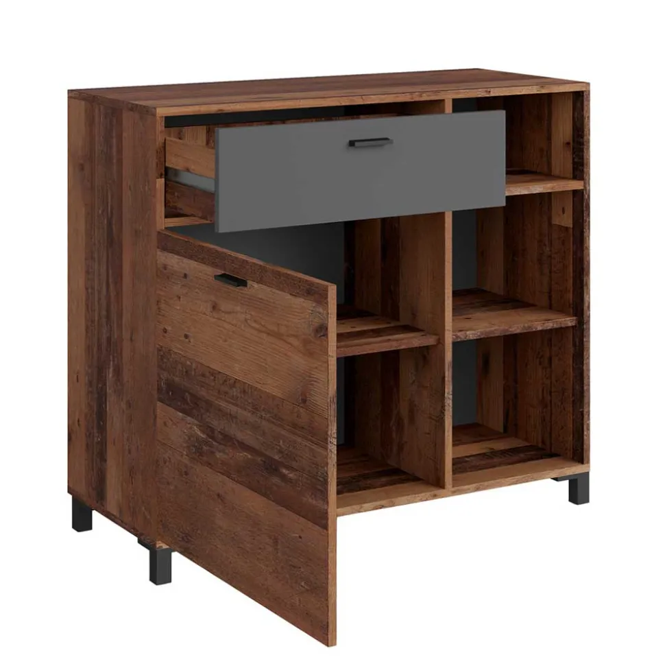 Kommode in Altholz Optik & Anthrazit - Bosco