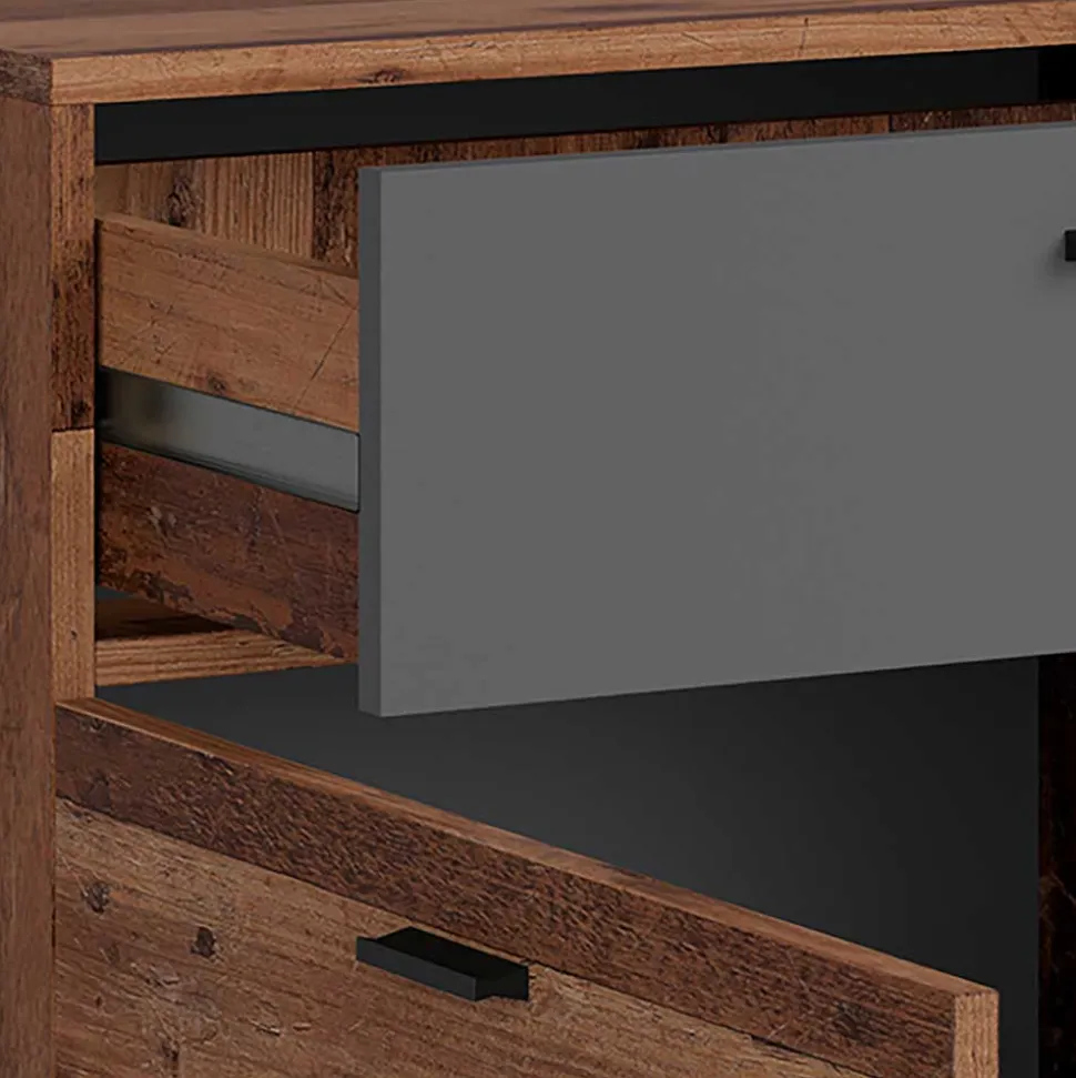 Kommode in Altholz Optik & Anthrazit - Bosco