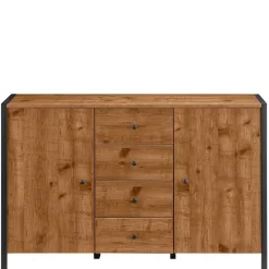 Kommode in Eiche Holzoptik und Schwarz - Lavion