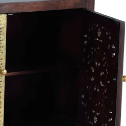 Kommode in Gold und Walnuss Braun - Roswito