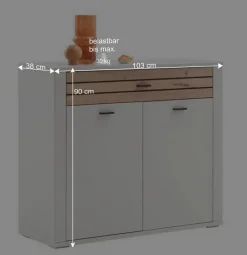 Kommode in Lichtgrau mit Wildeiche - Ballina
