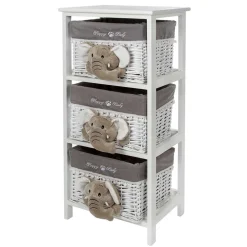 Kommode mit 3 Körben mit Plüsch Elefanten in Grau - Lusiana