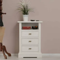 Kommode mit Fach und Schubladen in Antikweiß - Annot