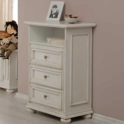 Kommode mit Fach und Schubladen in Antikweiß - Vicina