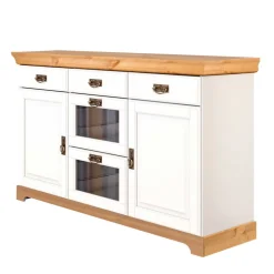 Kommode mit Glas in Weiß & Honig - Brasivon