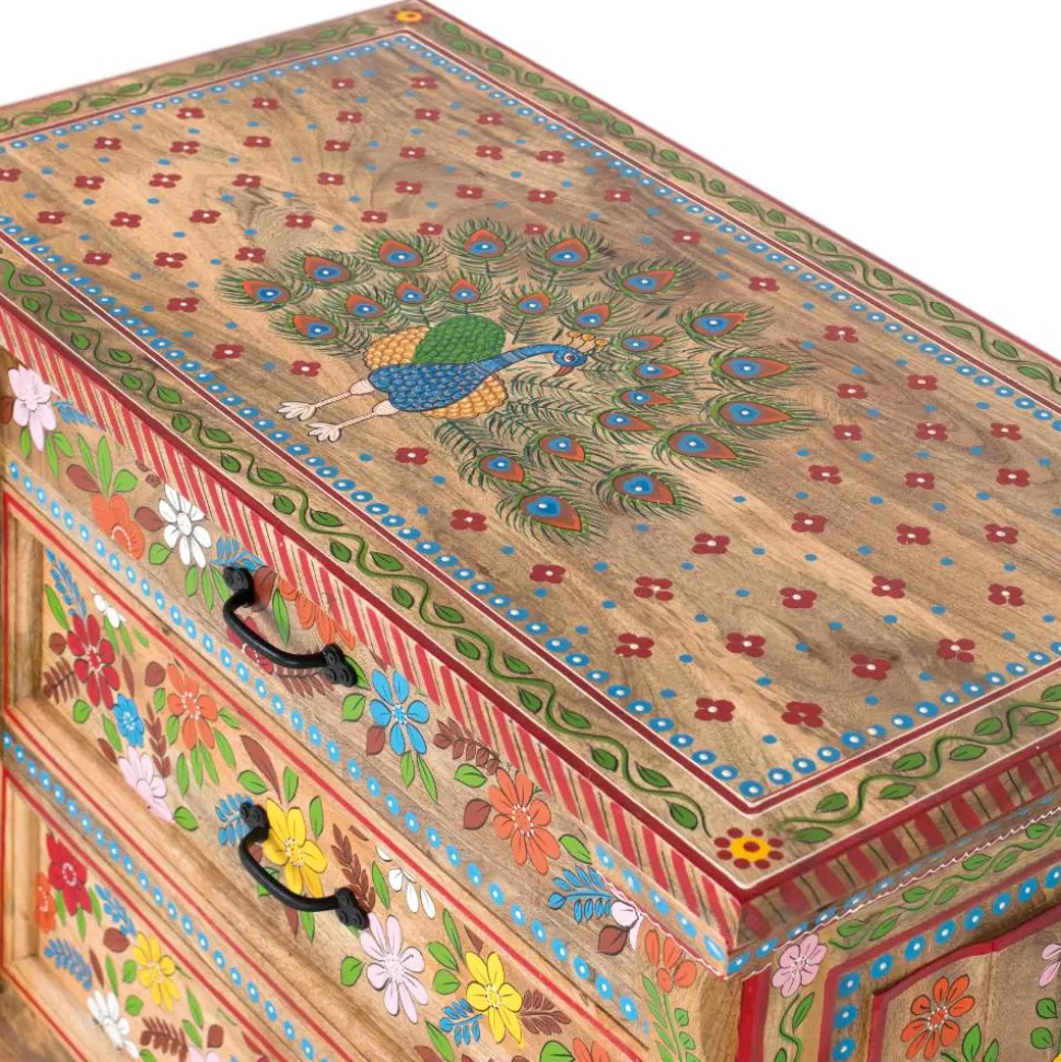 Kommode mit Mustern Blumen und Pfau - Hectos