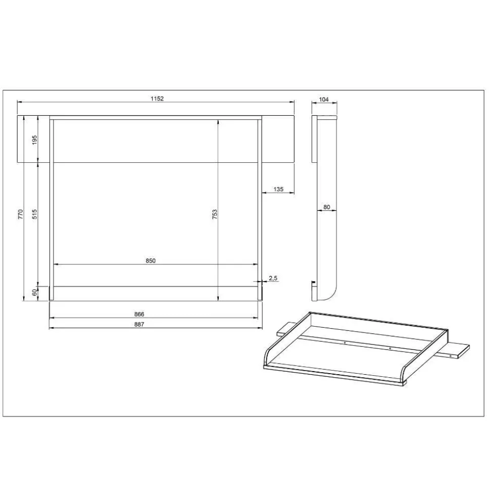 Kommode Wickelkommode in Hellgrau - Afilon