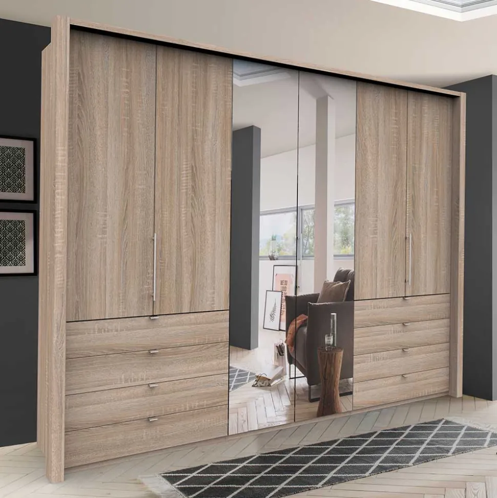 Kompakt Kleiderschrank mit Spiegel mittig - Zayun