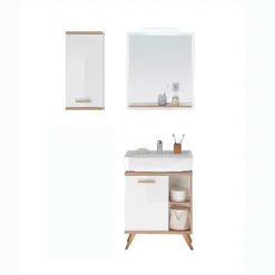 Kompakte Badmöbel im Skandi Design - Timur (dreiteilig)