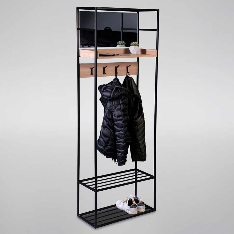 Kompakte Garderobe aus MDF & Glas & Metall - Sayetta