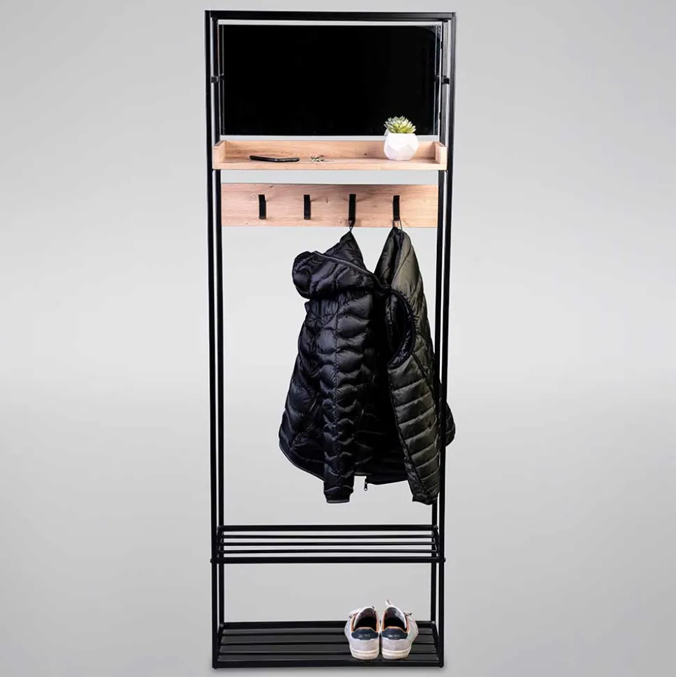 Kompakte Garderobe aus MDF & Glas & Metall - Sayetta