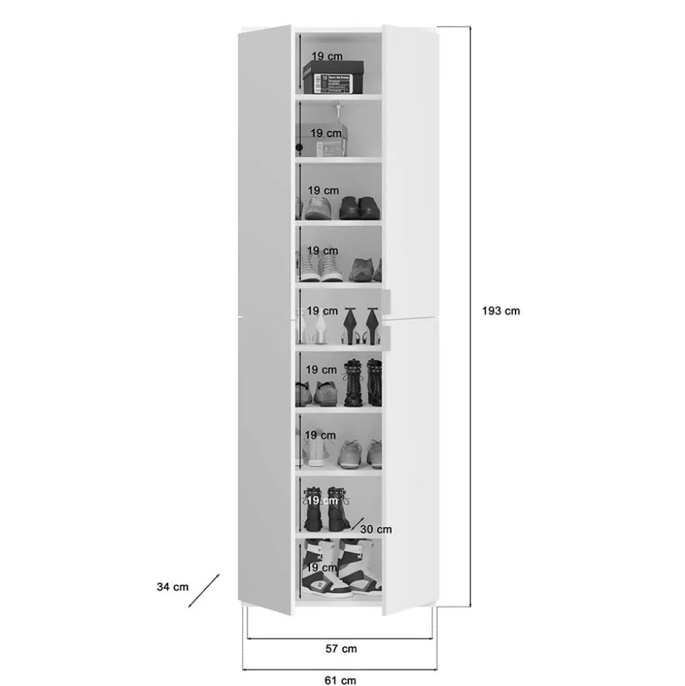 Kompakter Kleiderschrank 122x193x34 cm - Ejulia (zweiteilig)
