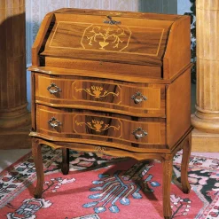 Kompakter Schreibsekretär in Nussbaum Agosto im Barockstil