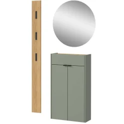 Kompaktes Dielenmöbel Set in Graugrün - Point (dreiteilig)